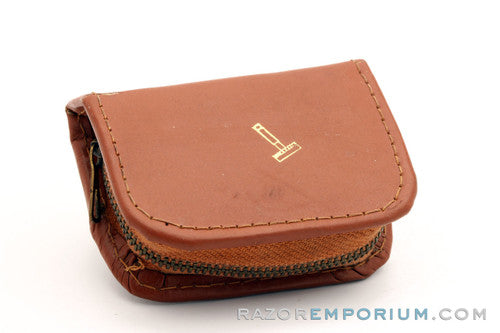 1966 Gillette Travel Tech Safety Razor Brown Leather Case L4