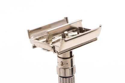 1960 F2 Gillette Fatboy Adjustable TTO Double Edge Safety Razor Set | Factory Nickel Revamp