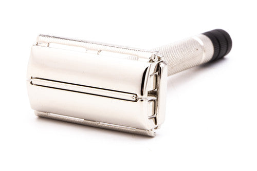 1951 W3 Gillette Black Tip DE Super Speed Safety Razor | Factory Nickel Revamp