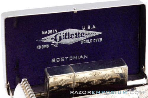 1922 Gillette Silver NEW Bostonian Safety Razor Set in Orig. Box - Excellent