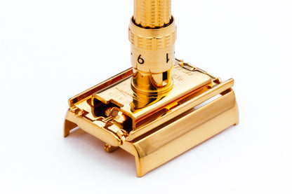 1964 Gillette Slim Aristocrat Adjustable DE  Safety Razor 24K Gold Revamp