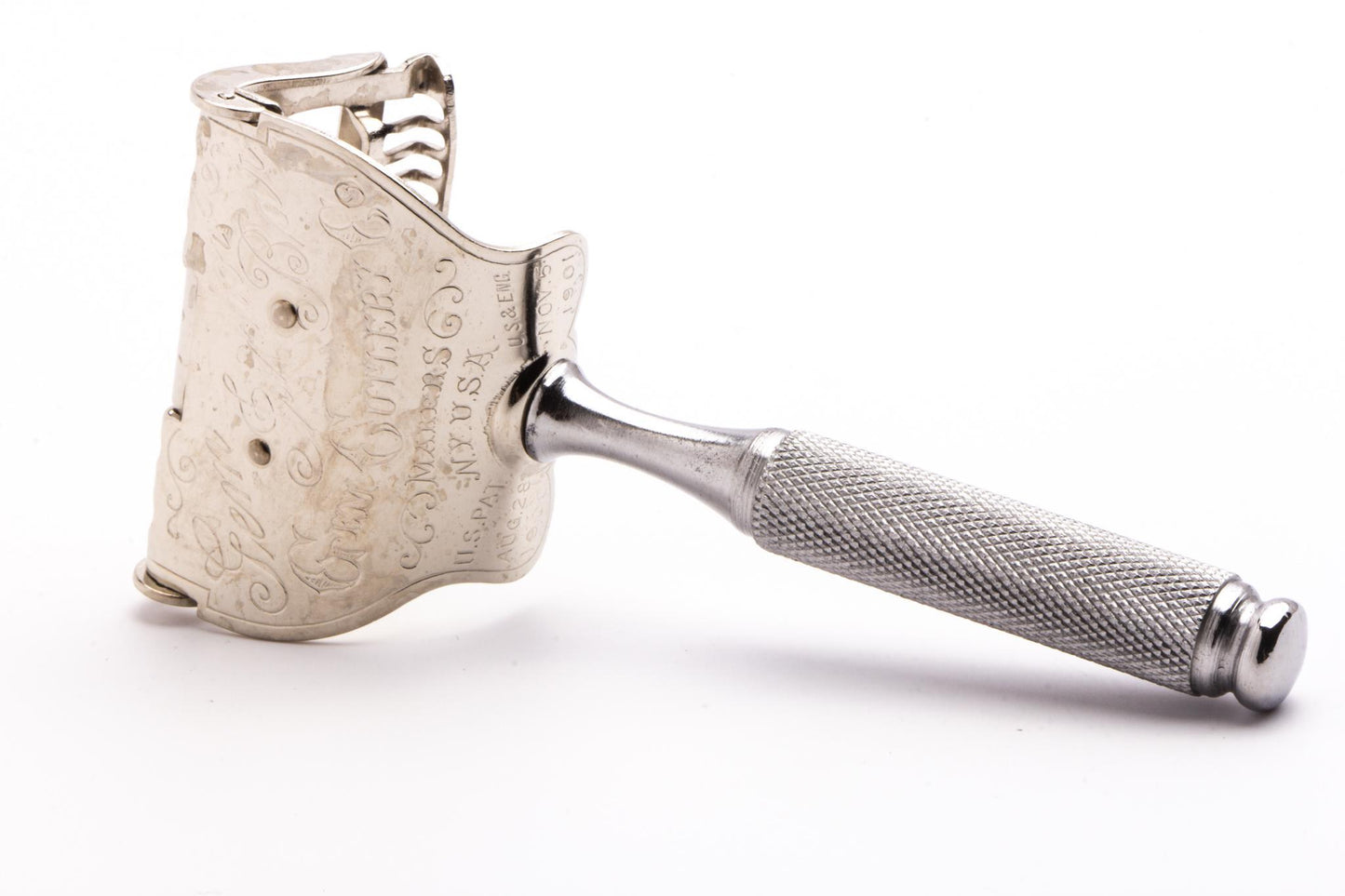1910's Gem Junior Bar 1912 Lather Catcher Single Edge Razor | Factory Nickel Revamp