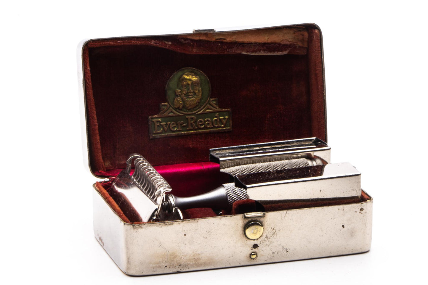1930's Ever Ready Single Edge Safety Razor Set with Metal Case & Blade Banks | Original Condition