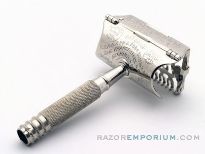 1920's Star Kampfe Brothers Single Edge Safety Razor 1912 Style w/ Leather Case