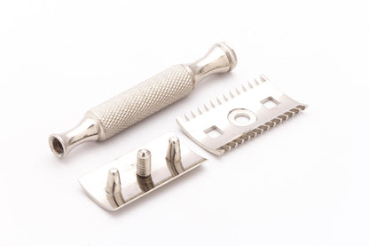 Unbranded Three Piece Open Comb Double Edge Safety Razor |  Factory Nickel Revamp