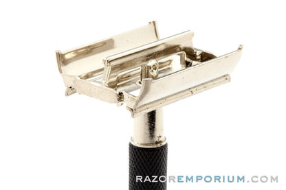 1983 D2 Gillette Black Handle Super Speed Safety Razor | Factory Nickel Revamp