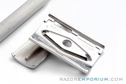 1957 Gillette Ball End Tech DE Safety Razor Factory Nickel