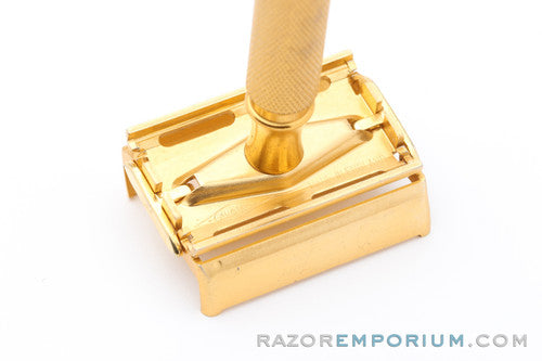 1950's Gillette Gold Light Duty Aluminum Rocket Safety Razor | Made in England