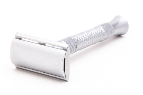 Pearl Shaving Blaze Machined DE Safety Razor with Blades and Washers - Satin Finish