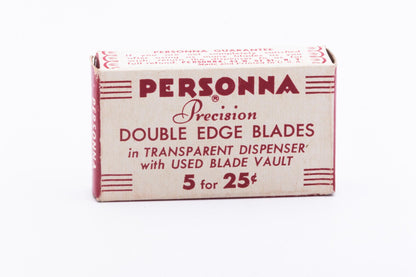 Personna Precision Double Edge Razor Blades In Transparent Red Dispenser | New Old Stock