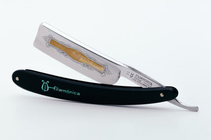 7/8" Filarmonica Doble Temple #14 Straight Razor w/ Coffin & Black\Teal Scales| Spain
