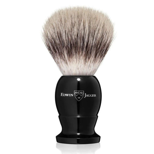 Edwin Jagger | Imitation Ebony Medium Synthetic Silvertip Shaving Brush