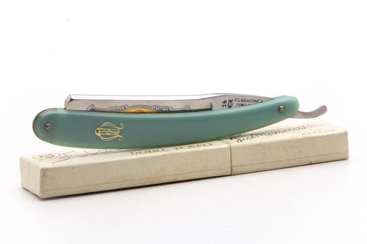 7/8" Filarmonica 14 Doble Temple Jose Monserrat Pou Straight Razor With Sea Foam Scales