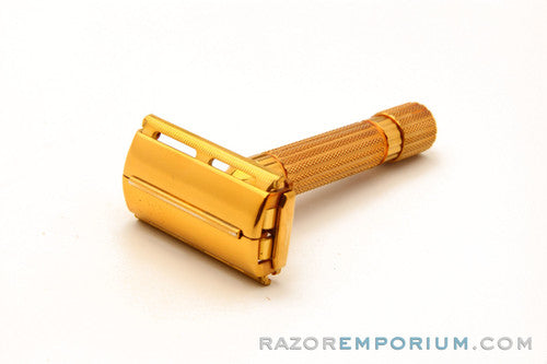 1940's Gillette Gold Aristocrat Double Edge in Maroon Case w/ Box Excellent