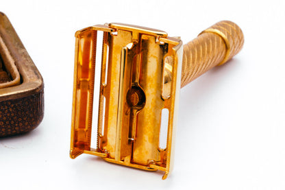 1940's Gillette British Aristocrat Safety Razor No 21 Set 24K Revamp