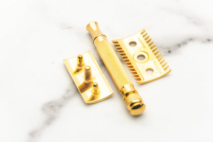 1920's Gillette Ball End Old Type Double Edge Safety Razor Set With Replica Handle | 24K Gold Revamp