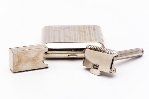 1940's Gem 1912 Style Single Edge Safety Razor | Metal Case & Blade Bank