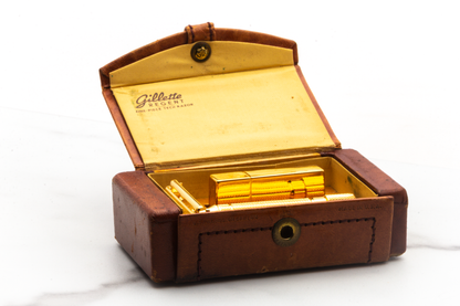 1940's Gillette Gold Regent Tech Double Edge Safety Razor Set | 24K Gold Revamp