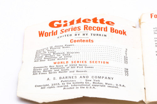 Vintage Gillette World Series Record Book