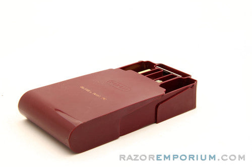 1956 Gillette B4 Etched Logo Cap Ball End Tech Razor in Maroon Pok-Kit Case