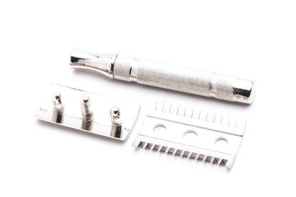 1930's Gillette NEW Short Comb Thin Common Bar Handle Razor | Factory Nickel Revamp