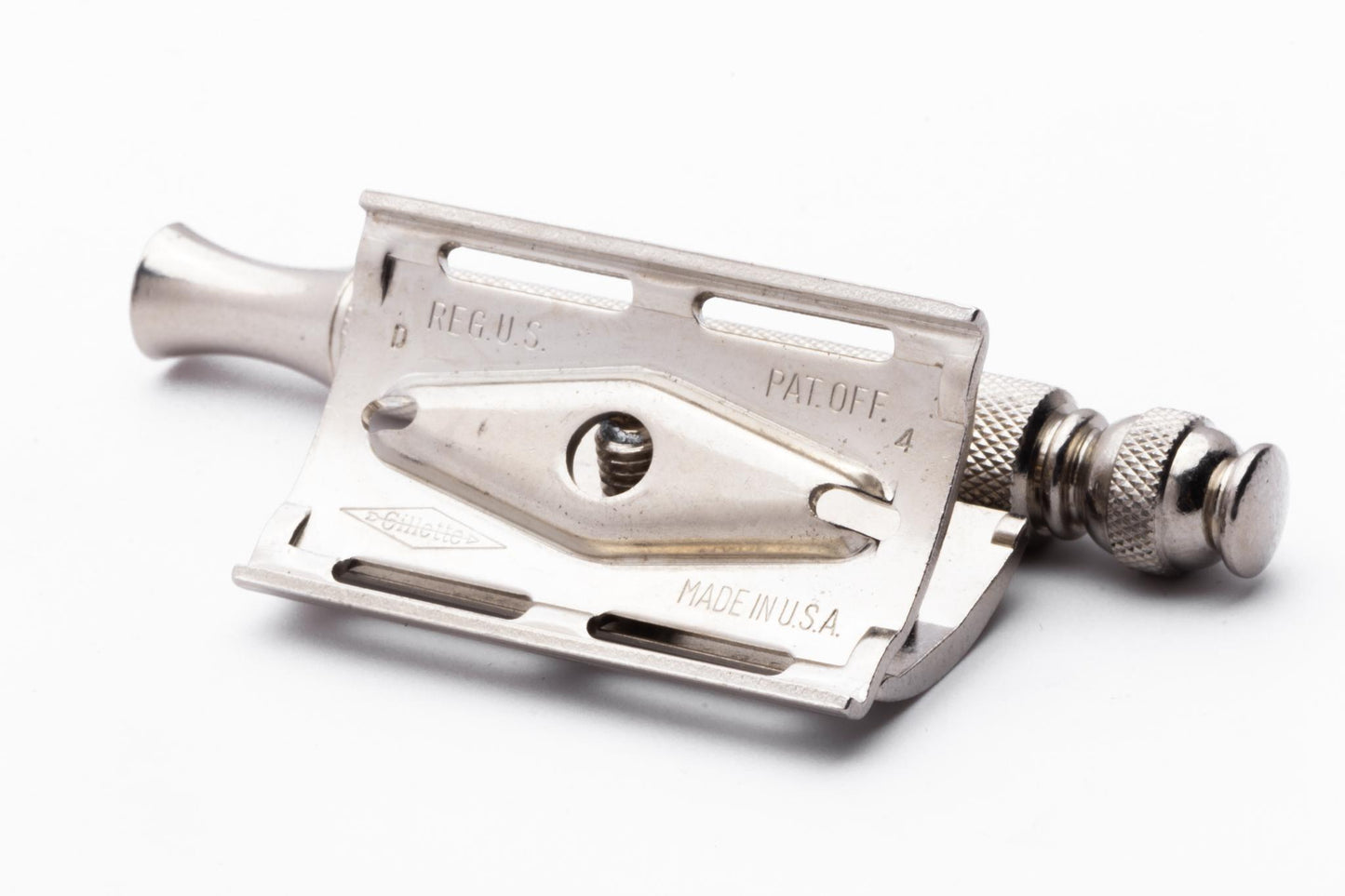 1958 D4 Gillette Ball End Tech 3 Piece Safety Razor | Original Condition