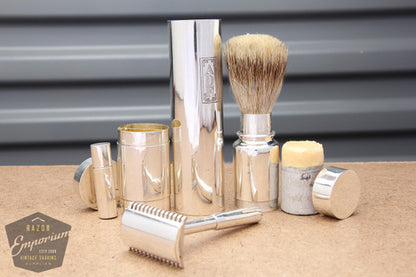 Gillette 1924 New Improved Safety Razor in Sterling Silver Travel Set -RARE
