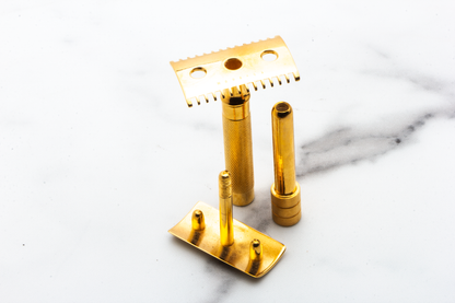 1920's Gillette Gold Old Type Single Ring Travel Combination Set with Brush | Original Condition