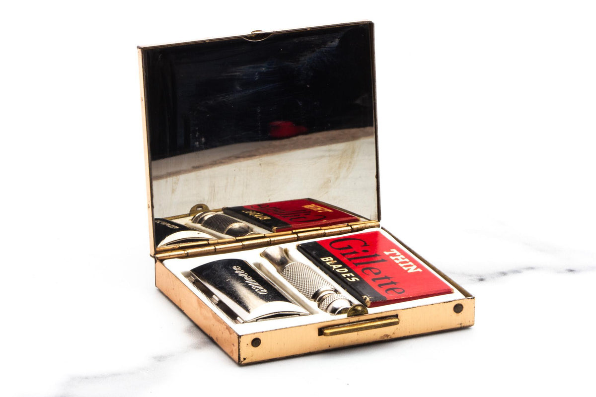 1965 K4 Gillette Ball End Travel Double Edge Safety Razor Set | Original Condition