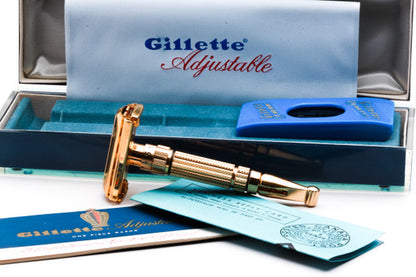 1960 Gillette Toggle Adjustable DE Safety Razor Set with Case & Instructions - F4