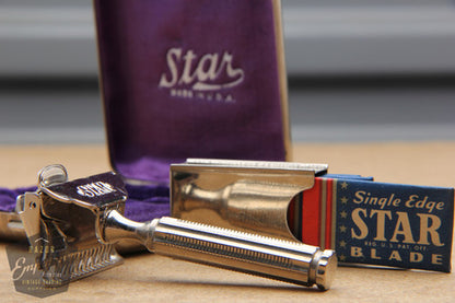 Star 1912 Single Edge Safety Razor w/ Orig. Metal Case - Mint