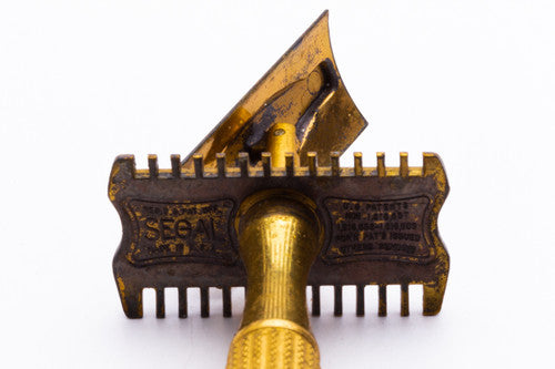 1930's Segal Gold One Piece TTO Safety Razor with Box