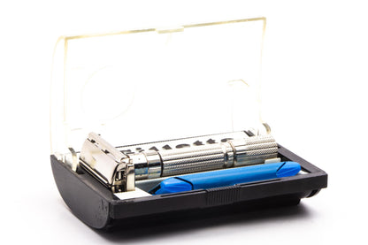 1960 F2 Gillette Fatboy Adjustable TTO Double Edge Safety Razor Set | Factory Nickel Revamp