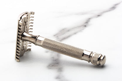 1930's Gillette Goodwill Long Comb Ball End Replica Handle Double Edge Safety Razor | Factory Nickel Revamp