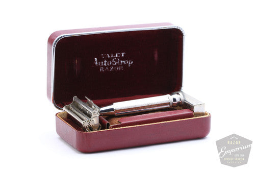 Valet Auto Strop Razor Set in Maroon Leather Case