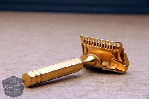 Gem 1912 - Gold Lined Handle Style Single Edge Safety Razor