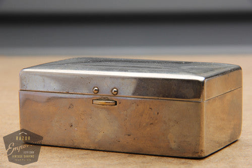 Gillette 1921 Silver Single Ring Old Type Set in Metal Case w/ Blade Banks