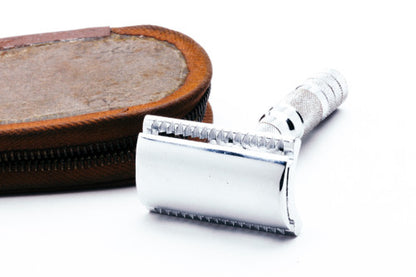 Apollo 3 Piece Travel Razor with Leather Case