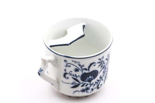 Vintage Mustache Saver Coffee Mug | Floral Blue