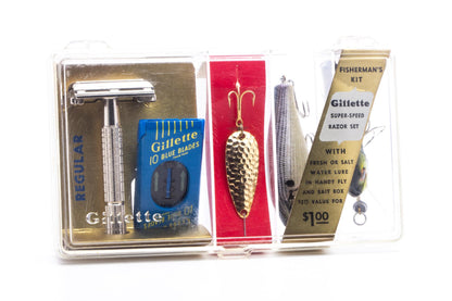 1957 C1 Gillette Super Speed Flare Tip Double Edge Safety Razor Fishing Kit