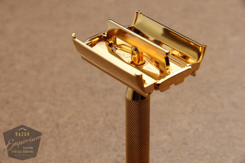 Gillette 1954 Notched Super Speed Safety Razor ~~ 24K GOLD REVAMPED