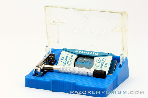 1951 W2 Gillette Black Tip Super Speed TTO DE Razor Set w/ Case & Blades