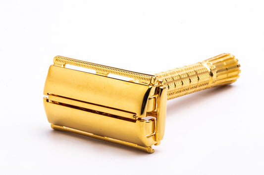 1959 E4 Gillette Flare Tip Regular Super Speed Safety Razor | 24k Gold Revamp
