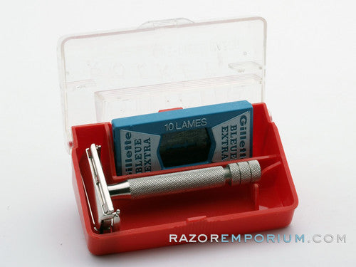 1947-51 Gillette Super Speed Rocket TTO Double Edge Safety Razor w/ Red Case