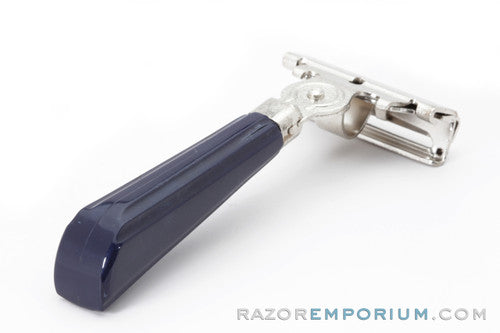 1950s Schick Eversharp Silver Injector Razor Blue Bakelite Handle