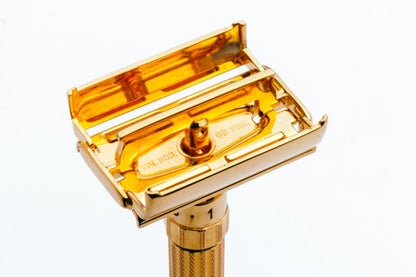 1959 Gillette $1.95 Fatboy Adjustable Double Edge Safety Razor 24K Gold Revamp