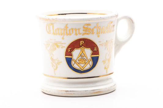 Vintage Hand Painted Clayton Shaeffer Masonry Shaving Mug