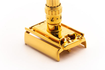 1964 J1 Gillette Slim Aristocrat Adjustable Double Edge Safety Razor | 24k Gold Revamp