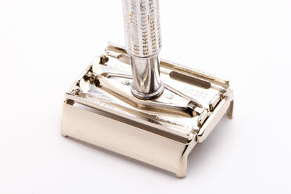 1957 C1 Gillette Blue Tip Light DE Super Speed Razor | Nickel Revamp