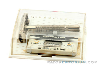 1966 L1 Flair Tip Super Speed Safety Razor in White Case and Blades